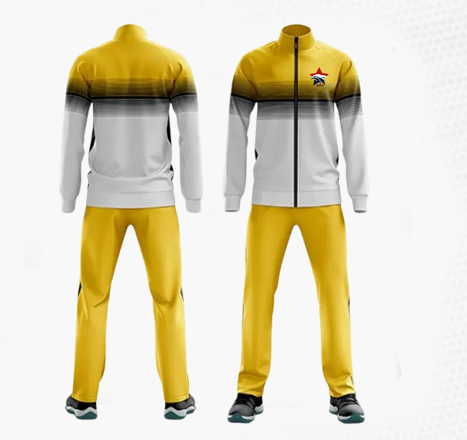 yellow, white and black casual wear with the logo