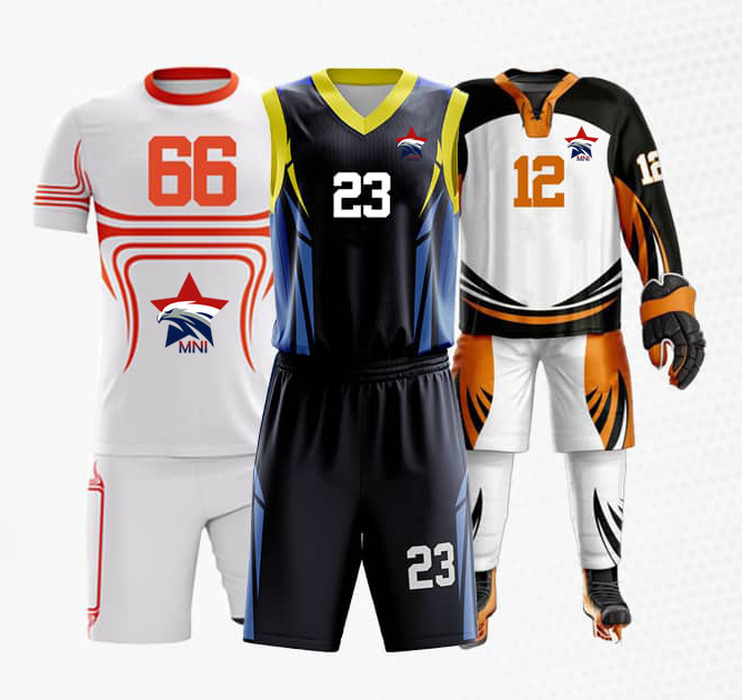 3 types of sports wear clothes with logo